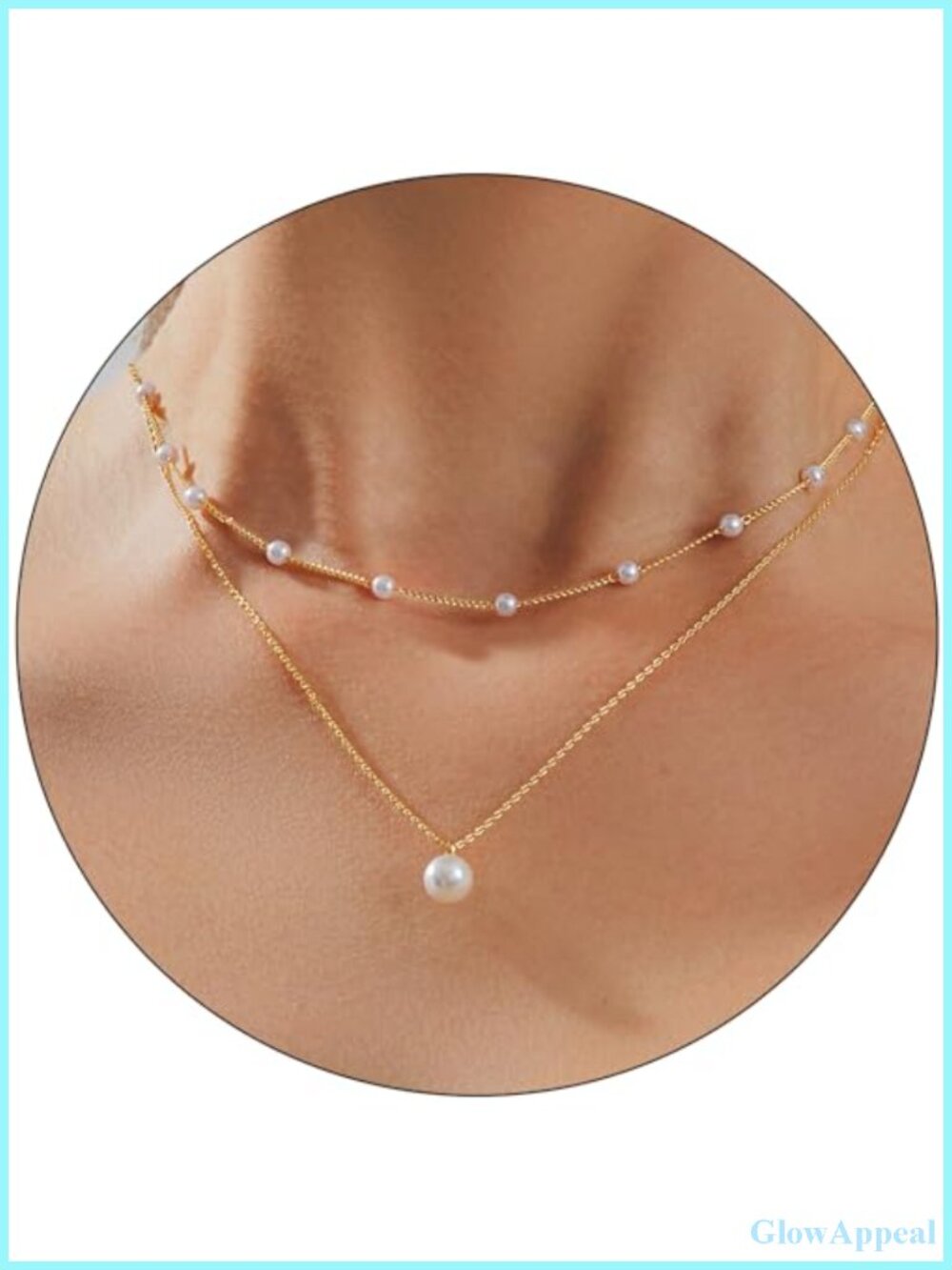 Pearl Necklace Set 14K Gold Plated Dainty Choker Layered Jewelry for Women
